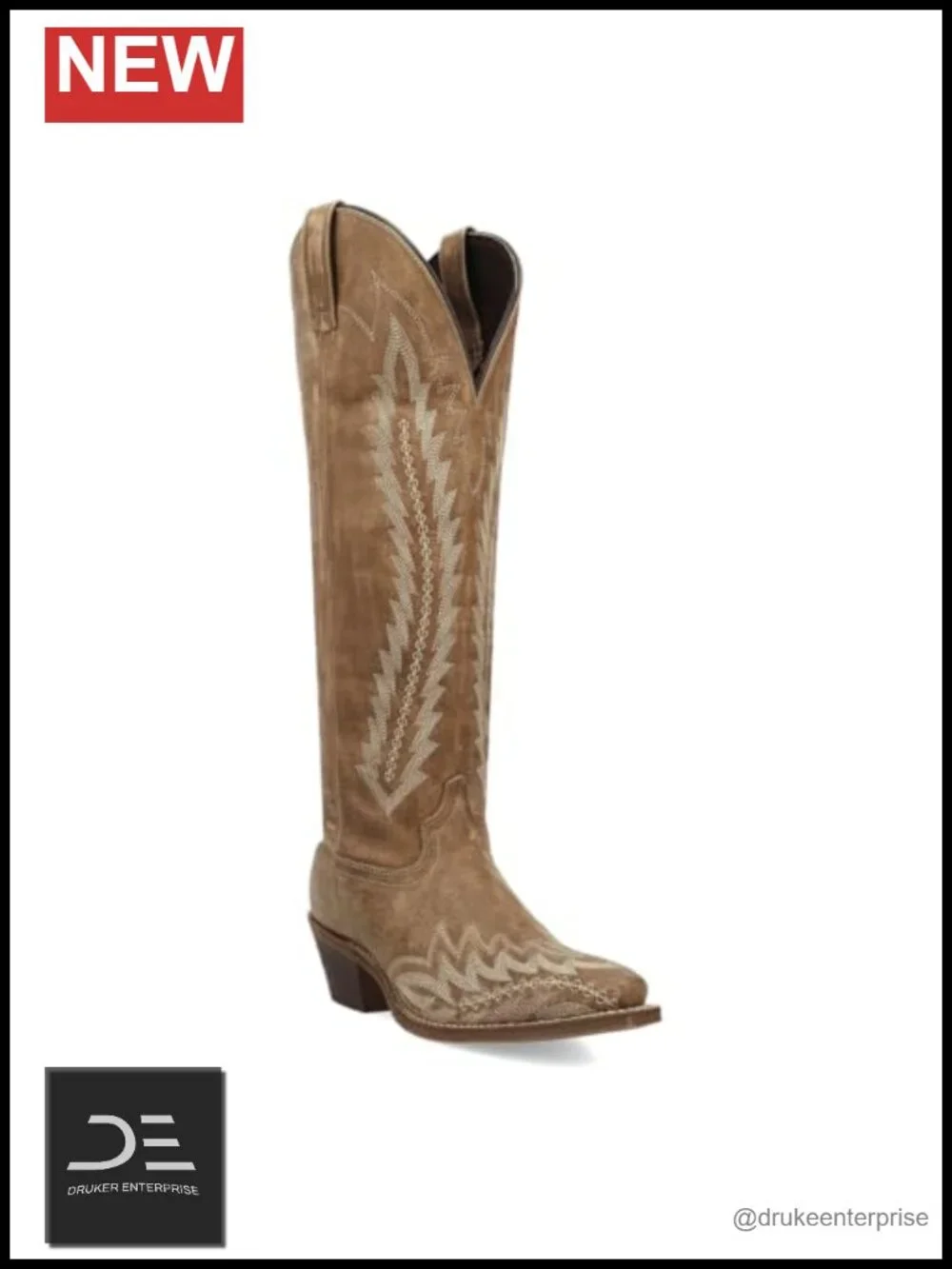 Laredo Wide Calf Knee High Snip Toe Western Boots Low Heel Faux Leather